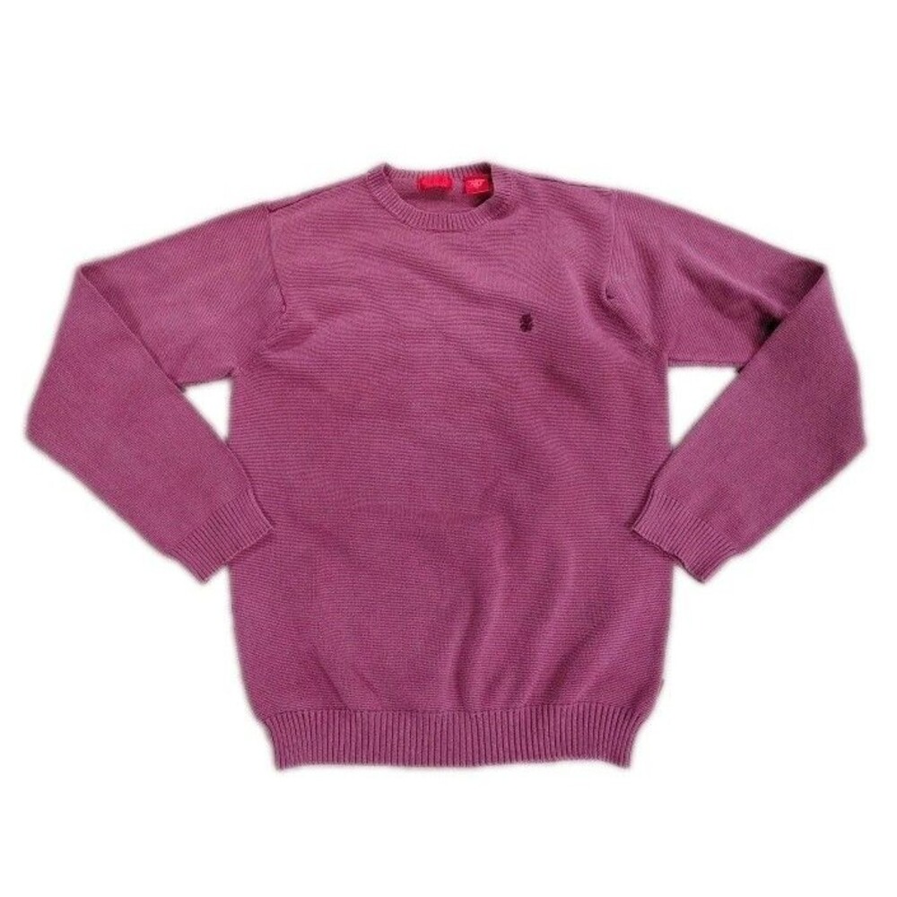 Izod Luxury Sport Vintage Wash Sweater Sz S Magenta Long Sleeve Logo